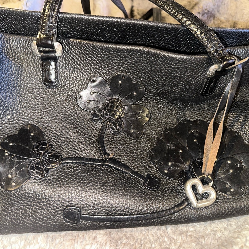 Brighton Black Tote with Floral Accents